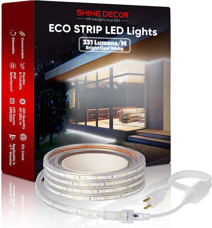 110V Eco LED Strip Light 6000K Cool White Energy Efficient 331Lumens/M