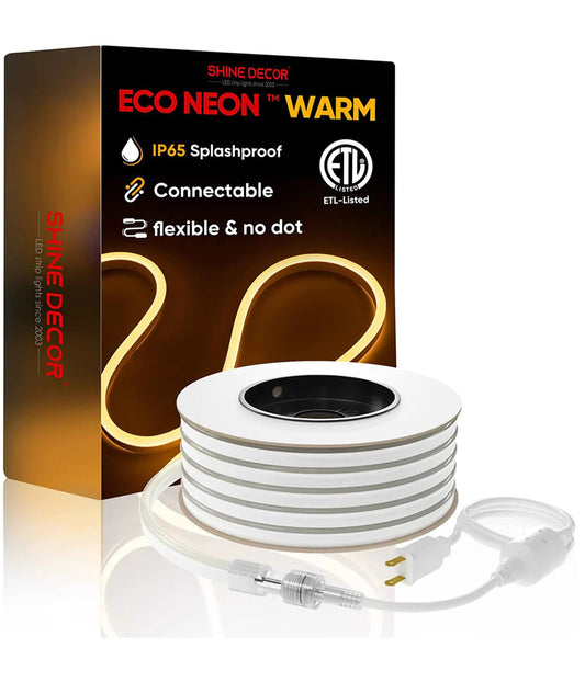 110V Eco LED Neon Rope Light 2800K Warm White Energy Efficient 189Lumens/M