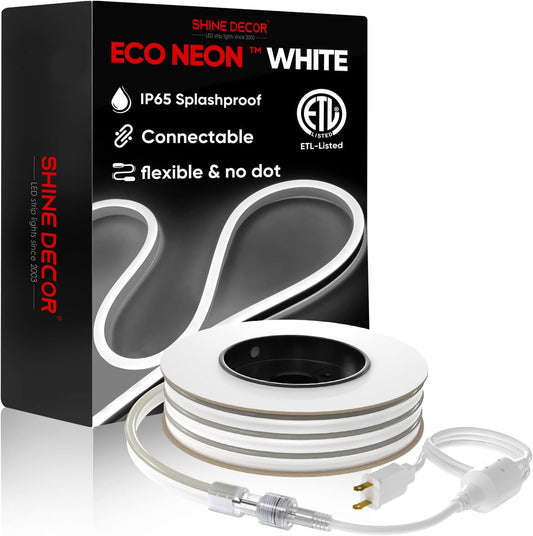 110V Eco LED Neon Rope Light 6000K Cool White Energy Efficient 189Lumens/M