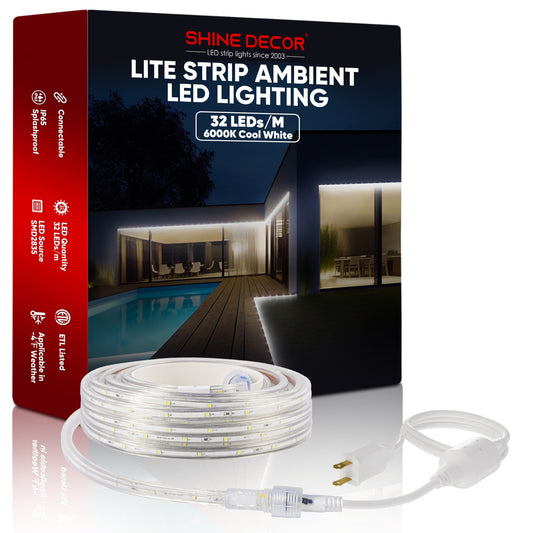 110V Lower Brightness Single White Lite Strip Light Ambient Lighting 180Lumens/M