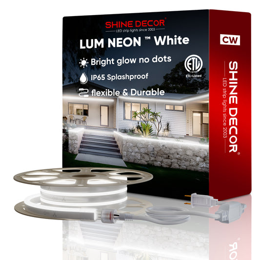 110V Super Bright Lum LED Neon Rope Light 6300K Cool White 226Lumens/M
