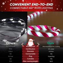 Load image into Gallery viewer, 110V Candy Cane LED Rope Light 11000K Cool White For Christmas - Shine Decor
