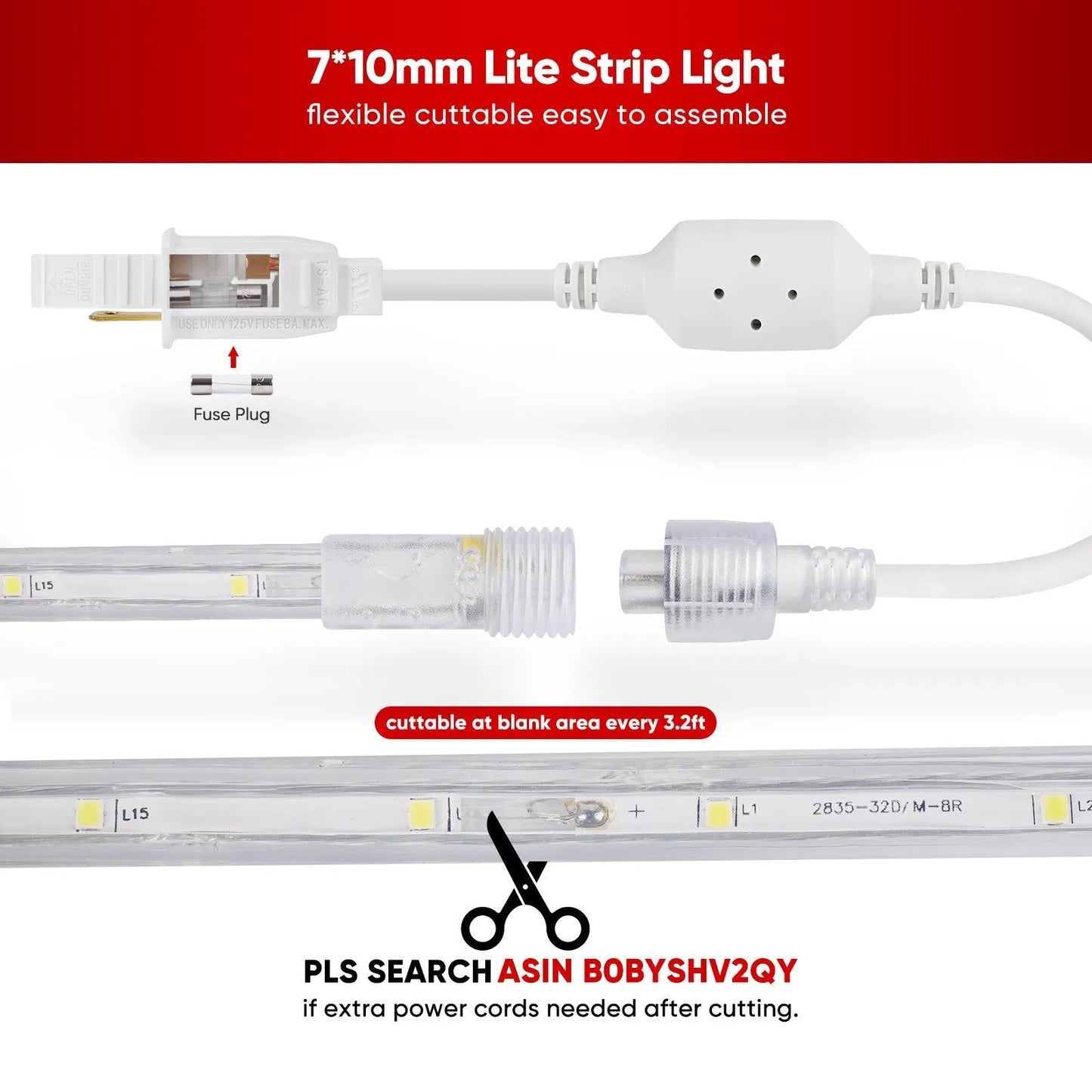 110V Lower Brightness LED Strip Light-Lite Strip Ambient Lighting 180Lumens - Shine Decor