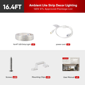 110V Lower Brightness LED Strip Light-Lite Strip Ambient Lighting 180Lumens - Shine Decor