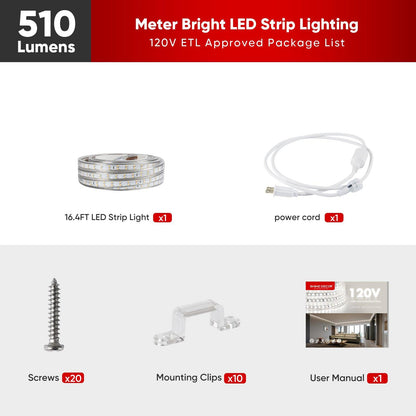 110V Super Bright Double Row LED Strip-Plus Strip Warm White 510Lumens - Shine Decor