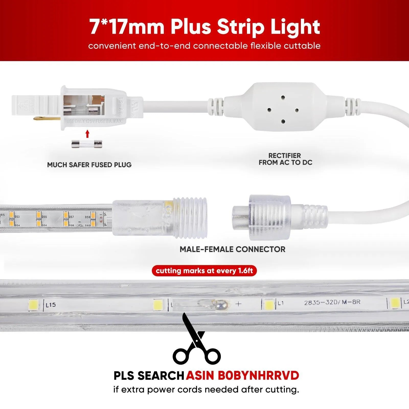 110V Super Bright Double Row LED Strip-Plus Strip Warm White 510Lumens - Shine Decor