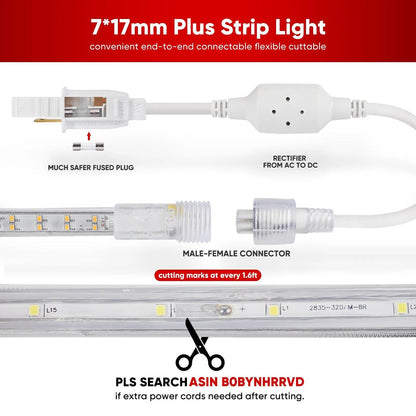 110V Super Bright Double Row LED Strip-Plus Strip Warm White 510Lumens - Shine Decor