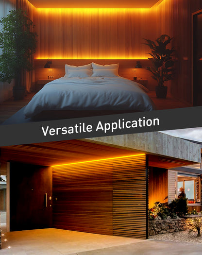 120V Eco gold yellow rope light, Connectable & Cuttable Dotless 120LEDsM Neon Strip Lighting, ETL IP65 Waterproof & Weather-Resistant for Home Commercial