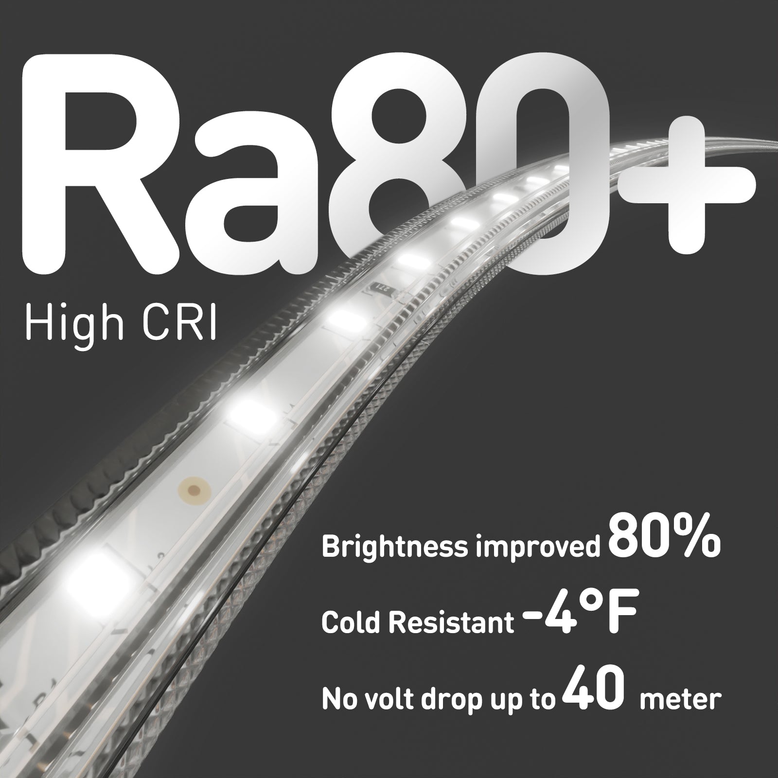 IP65 waterproof 120V LED strip light in 6000K cool white, installed under outdoor kitchen cabinets