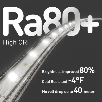 IP65 waterproof 120V LED strip light in 6000K cool white, installed under outdoor kitchen cabinets