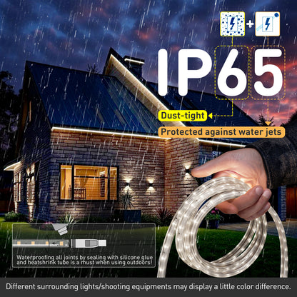 IP65 waterproof 120V LED strip light in 6000K cool white, installed under outdoor kitchen cabinets