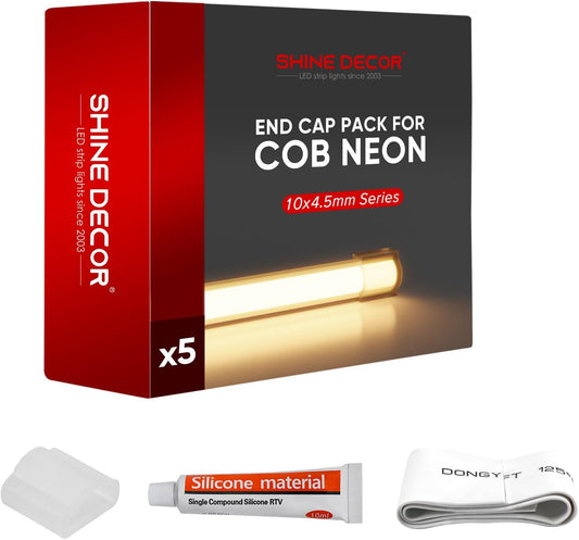 End Cap Pack for 120V Flexible COB LED Neon Rope Light 10x4.5mm