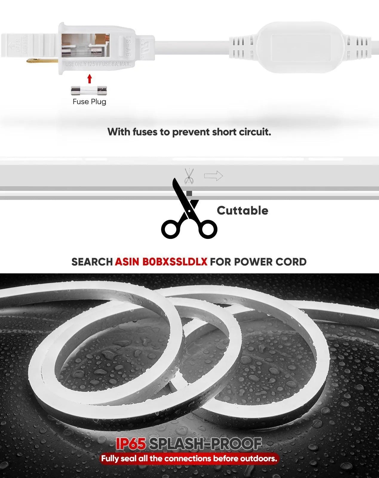 IP65 waterproof 6300K cool white LED neon rope light best for tasking lighting