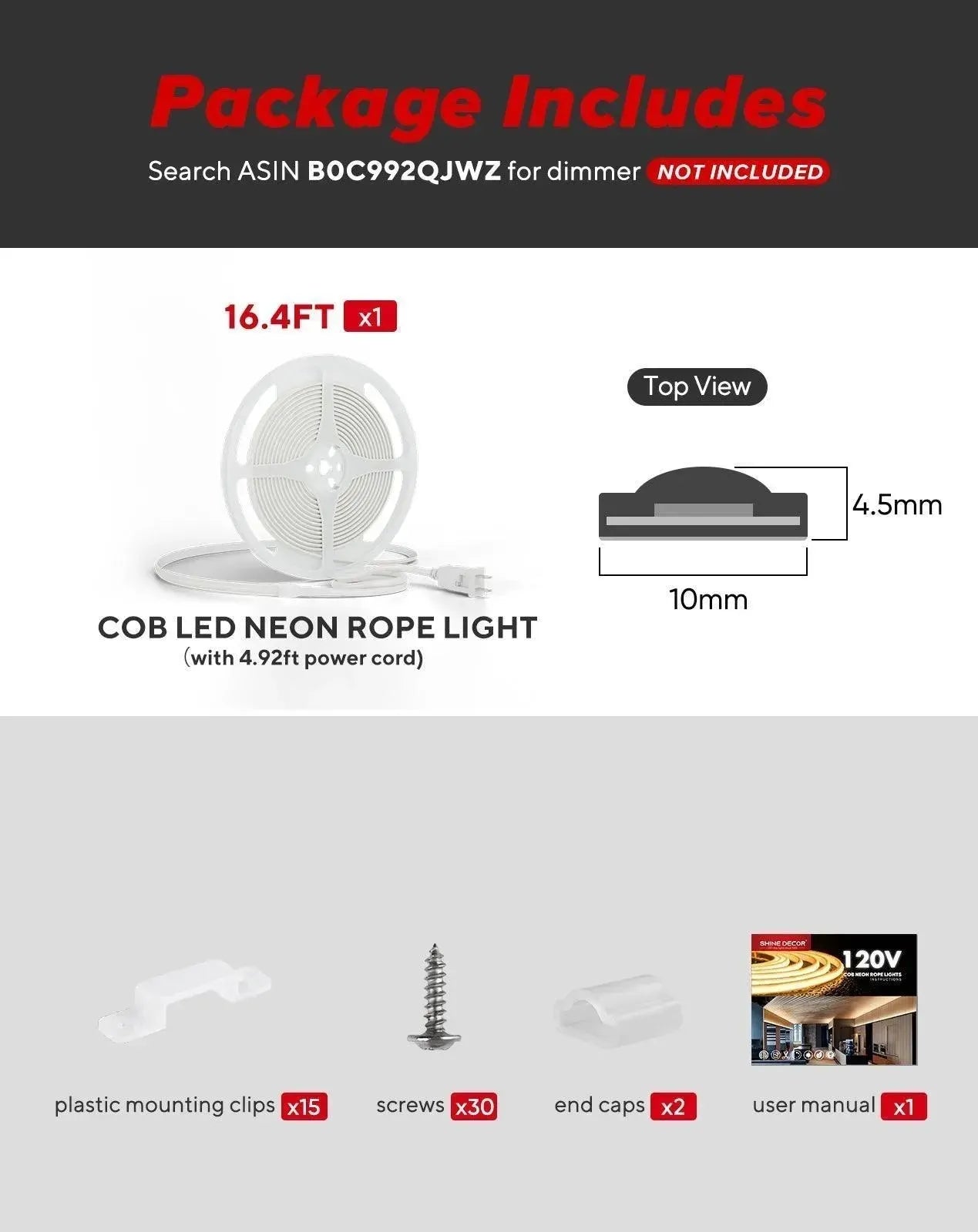 ETL listed bright COB LED rope light cut at 1.8-inch intervals, illuminating a modern indoor bar counter