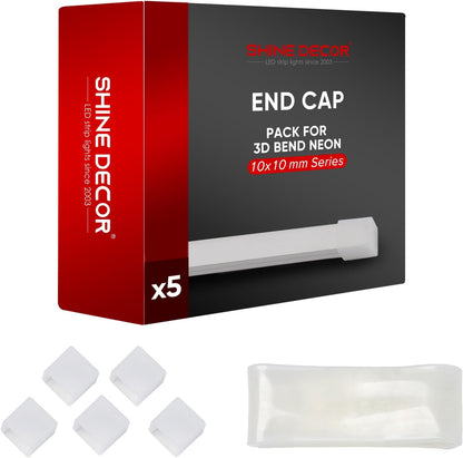 Endkappenpaket für 120 V 3D-gebogenes LED-Neon-Lichterband, 10 x 10 mm 