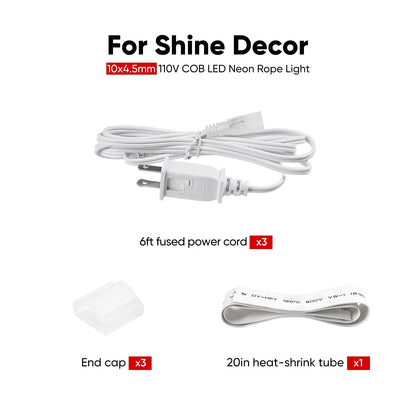 Extra Power Cord Pack 6FT for COB Neon/COB Strip