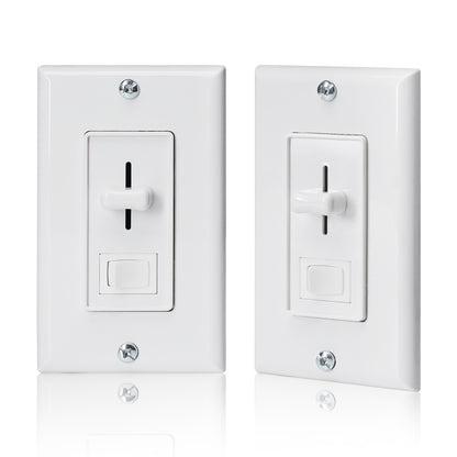 Shine Decor ELV Slide Dimmer Light Switch Pack Wall Plate Included UL Listed Max Run 300W 