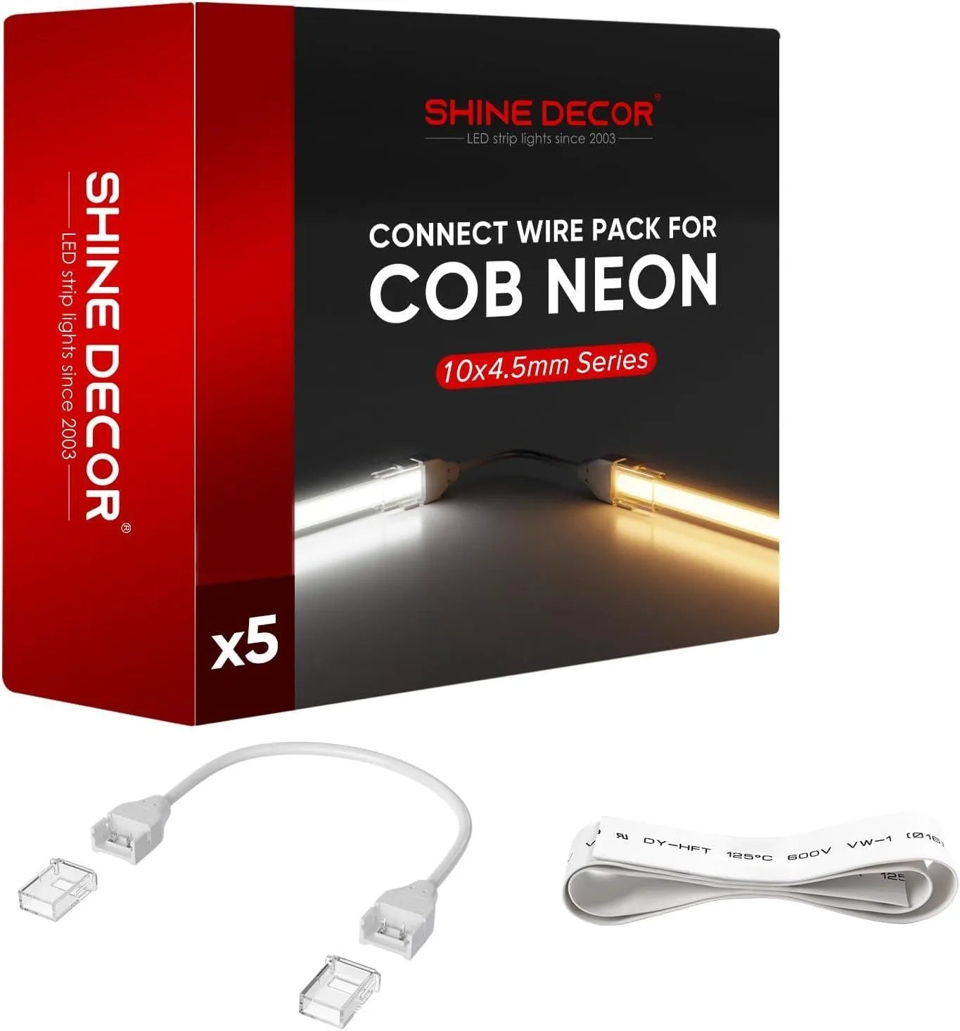 Connector Kit for 120V 10x4.5mm COB LED Neon Rope Light - Shine Decor
