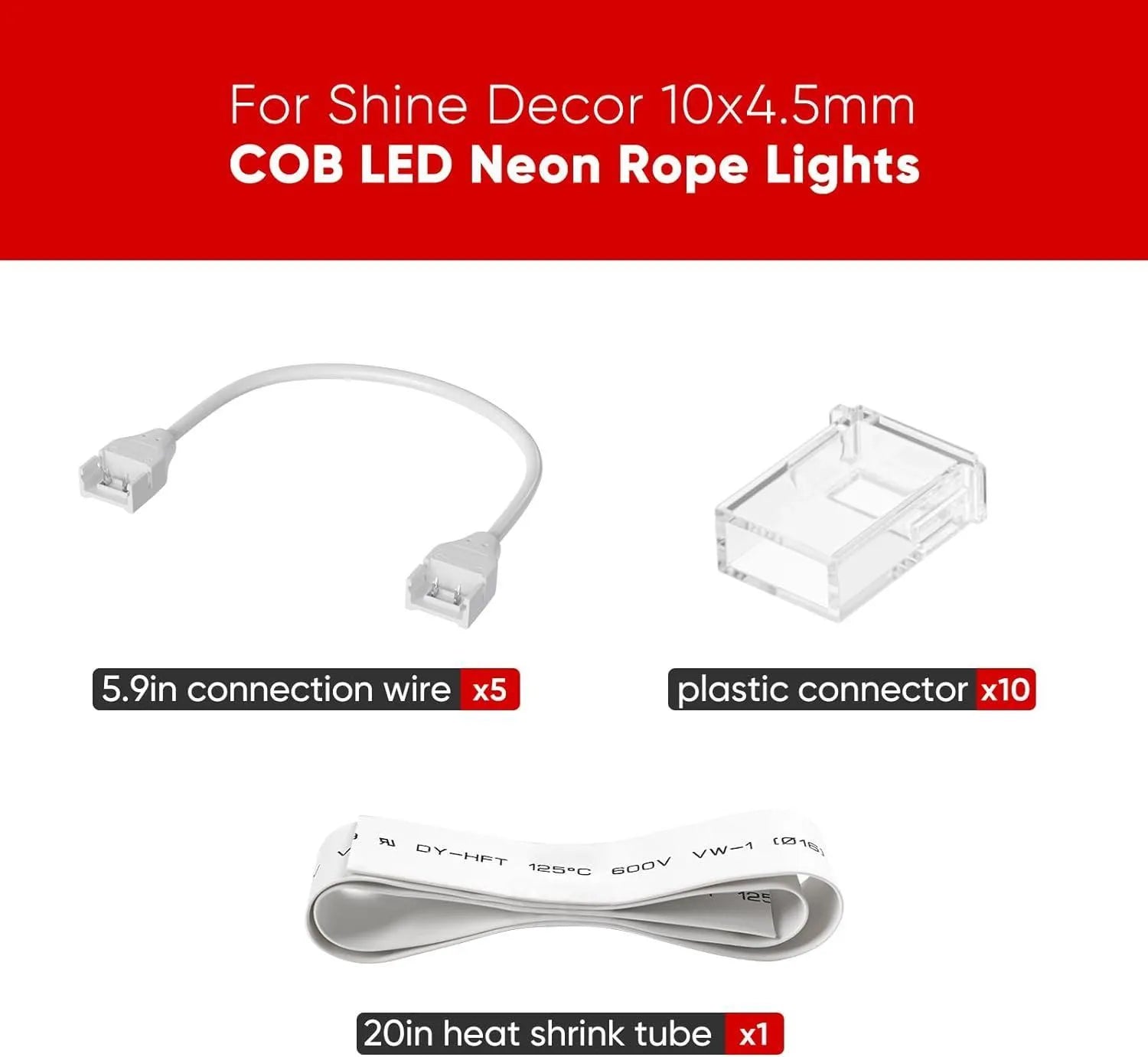 Connector Kit for 120V 10x4.5mm COB LED Neon Rope Light - Shine Decor