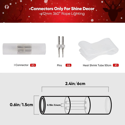 Connector Pack For 110V Candy Cane LED Rope Light - Shine Decor