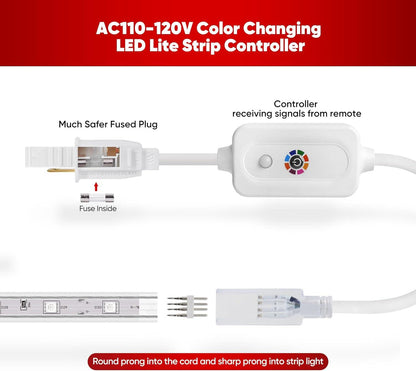 Controller Kit for 110V 7x13mm RGB LED Lite Strip Lights - Shine Decor