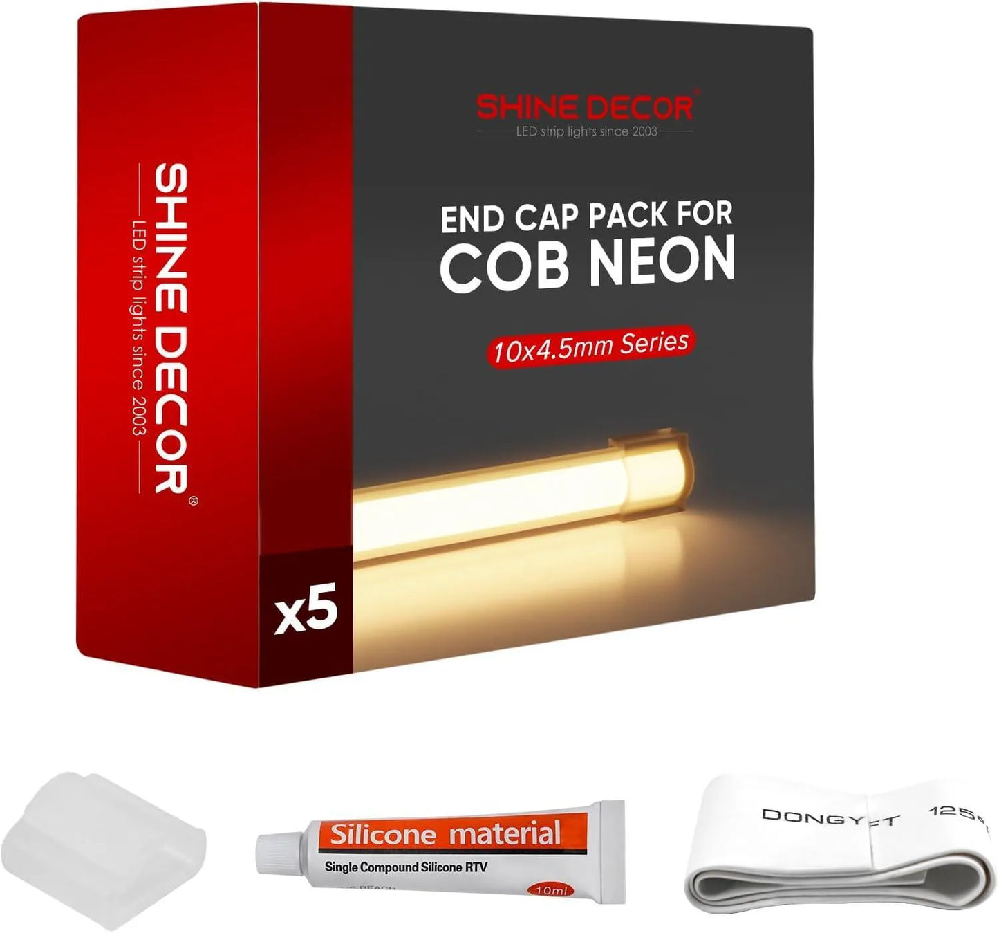 End Cap Pack for 120V Flexible COB LED Neon Rope Light 10x4.5mm - Shine Decor