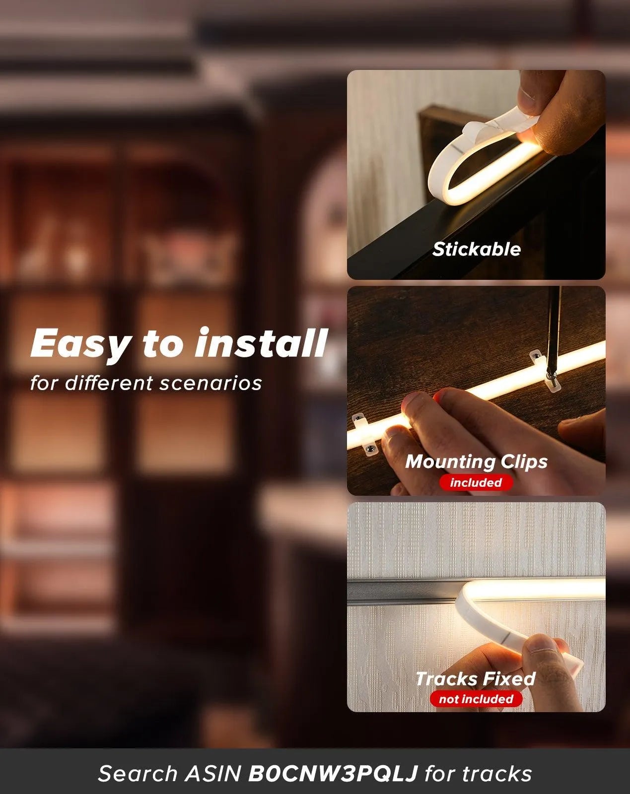 120V COB Amber Rope Light  800lm Ultra Bright, IP65 Waterproof Cold-Resistant ETL Neon Strip, No Driver Tape Lighting for Home Commercial