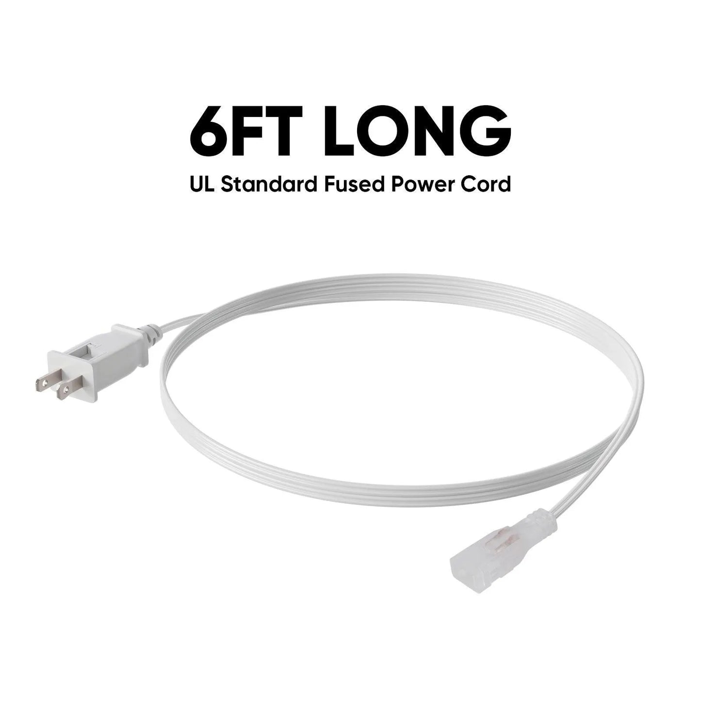 Extra Power Cord Pack 6FT for 120V Flexible COB LED Neon Rope Light 10x4.5mm - Shine Decor
