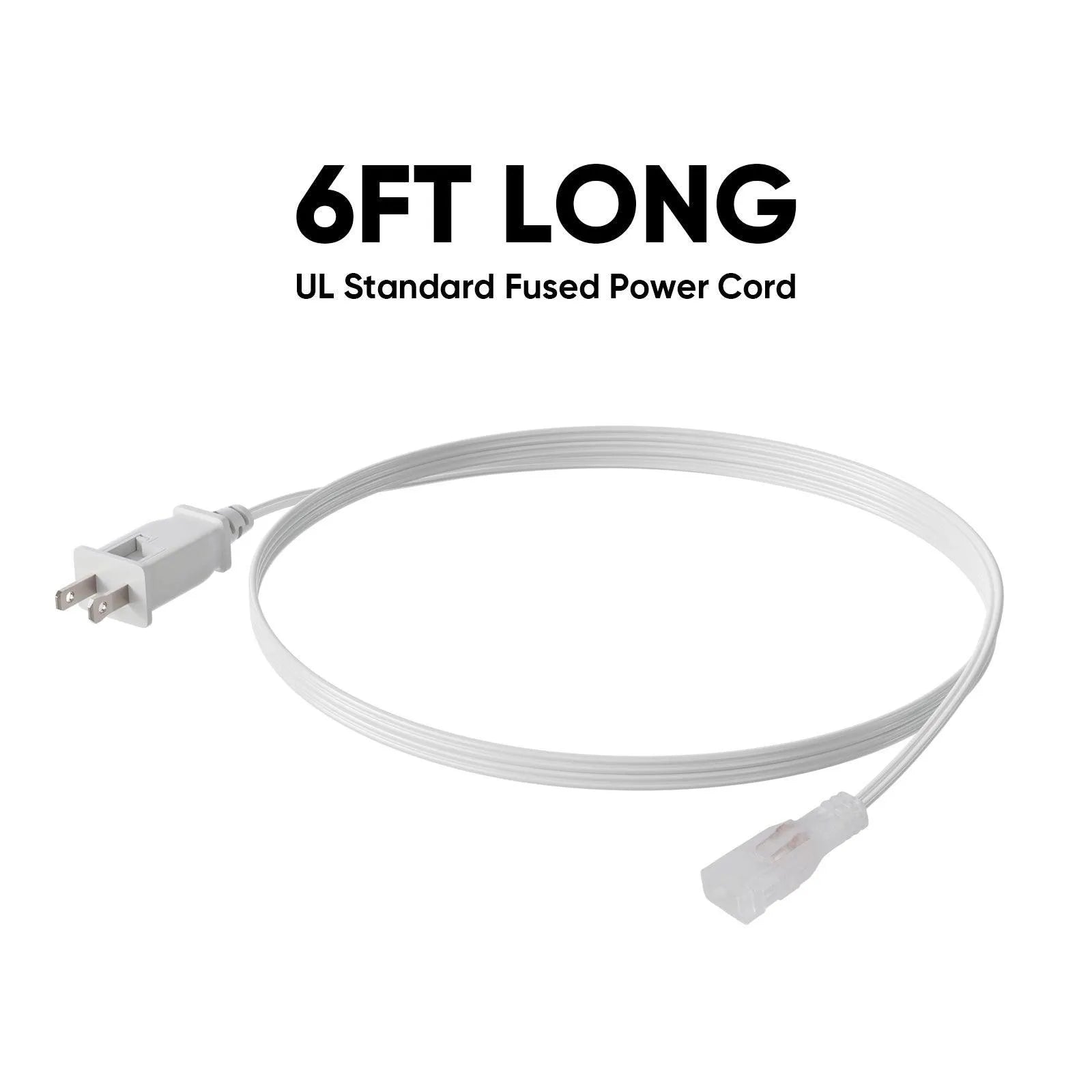 Extra Power Cord Pack 6FT for 120V Flexible COB LED Neon Rope Light 10x4.5mm - Shine Decor