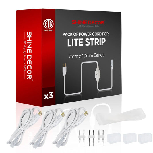 Extra Power Cord Pack for 110V 7*10mm Led Strip Light-Lite Strip - Shine Decor