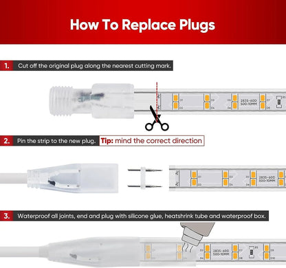 Extra Power Cord Pack for 110V 7x17mm Double Row Plus Strip - Shine Decor