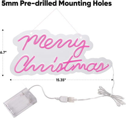 Merry Christmas Neon Sign 15.35× 6.7 Inch - Shine Decor