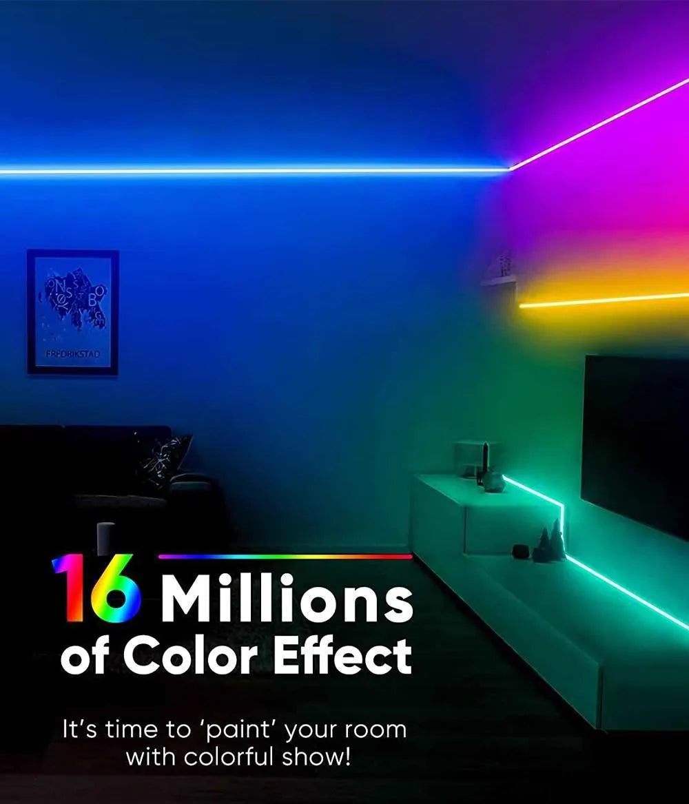 Shine Decor 24V Smart RGB Neon Rope Light No Voltage Drop Max Run 32ft