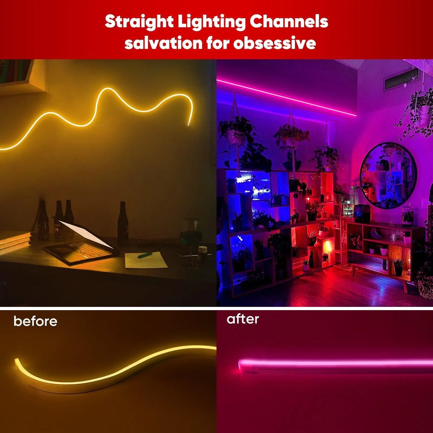 Aluminum Channel Track 3.3FT Only For 12V/24V Silicone Neon - Shine Decor