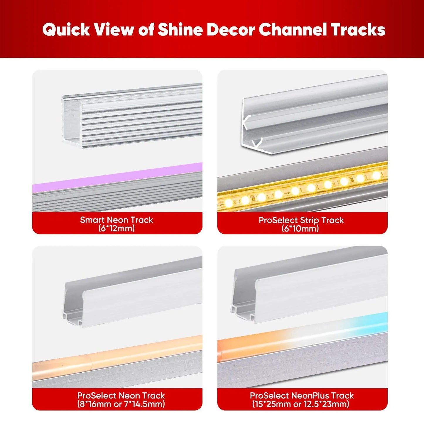 Aluminum Channel Track 3.3FT Only For 12V/24V Silicone Neon - Shine Decor