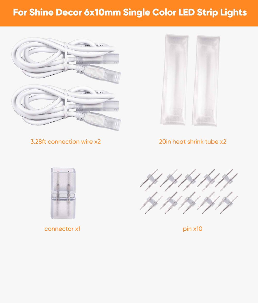 Connector Kit for 110V LED Strip Light-6x10mm Proselect strip - Shine Decor