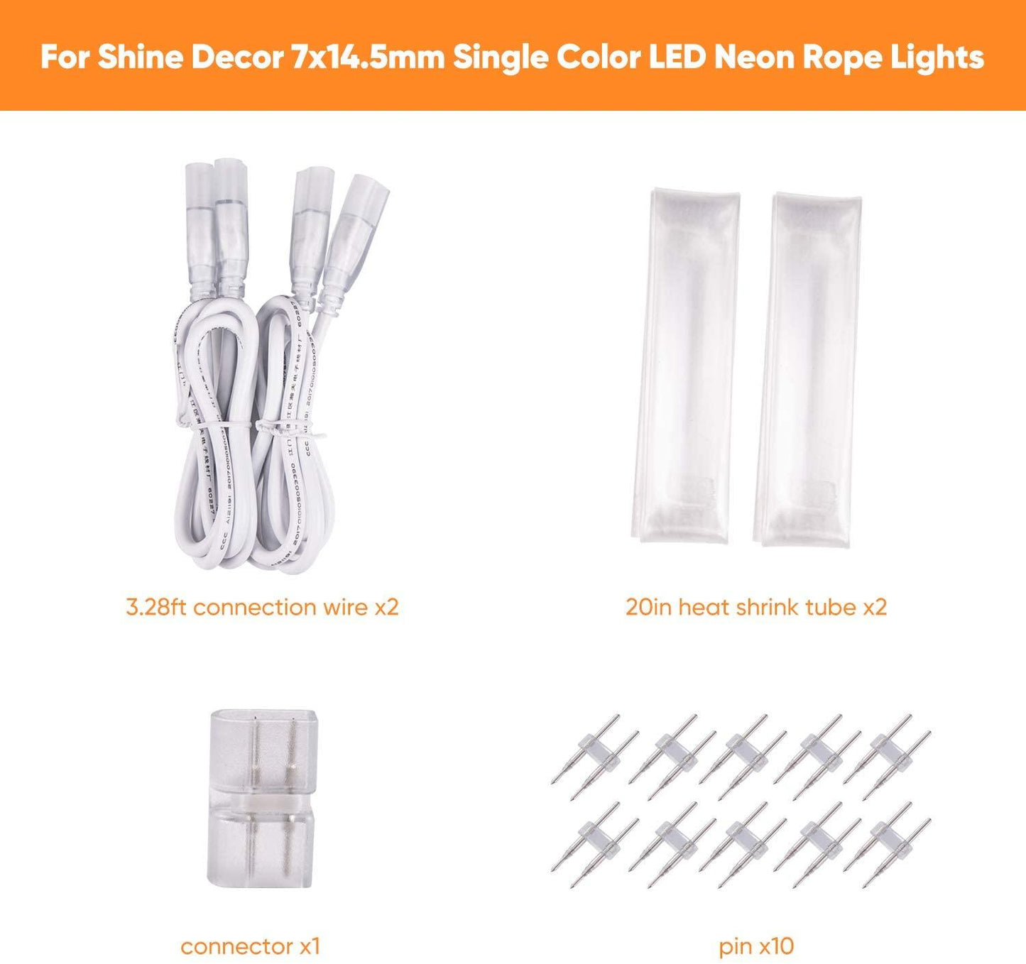 Connector Pack for 110V 7x14.5mm Led Neon Light-ProSelect Neon - Shine Decor