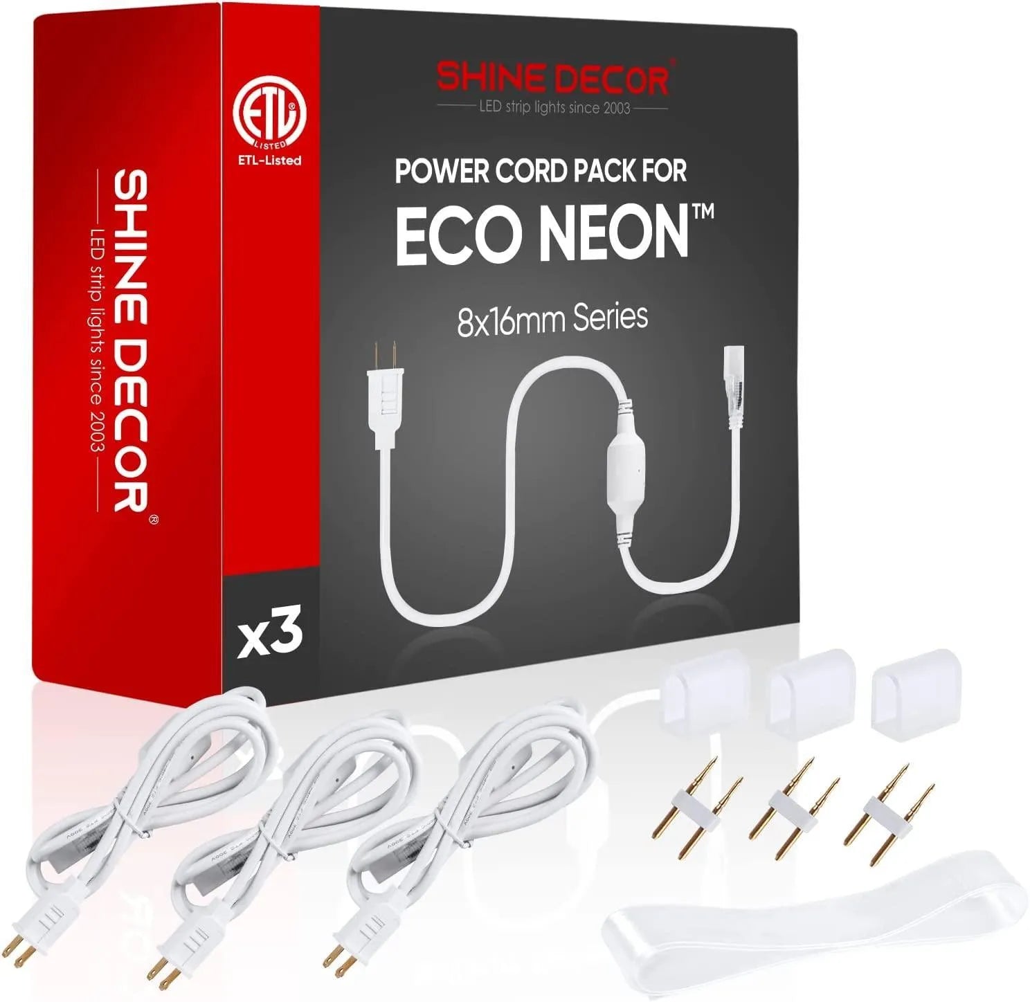 Extra Power Cord Pack for 110V 8x16mm Led Neon Light-Eco Neon - Shine Decor