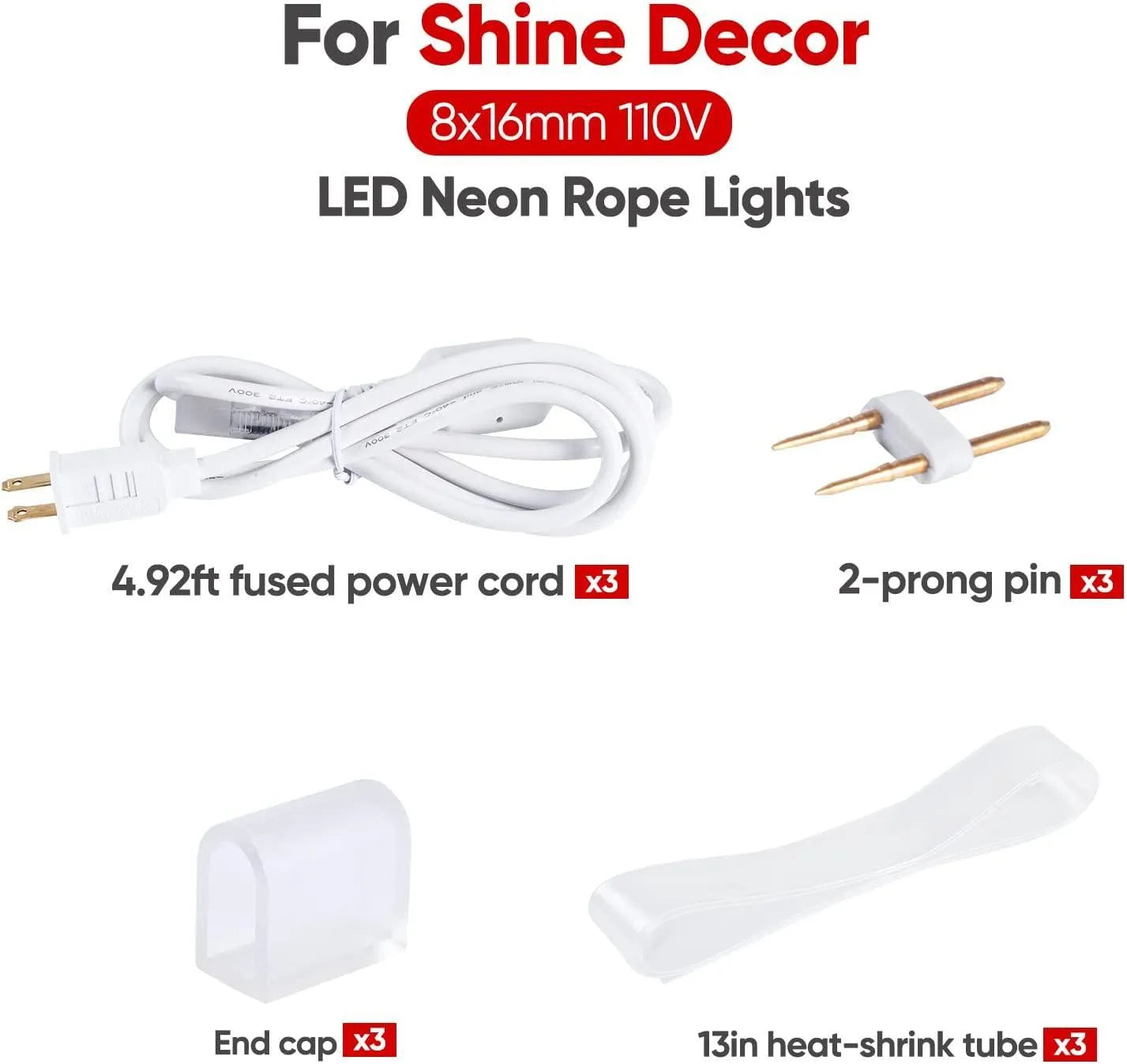 Extra Power Cord Pack for 110V 8x16mm Led Neon Light-Eco Neon - Shine Decor