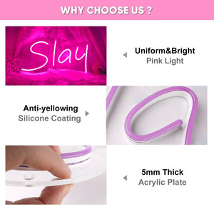 Slay Neon Sign 15*8Inch Pink/Red/Warm white - Shine Decor